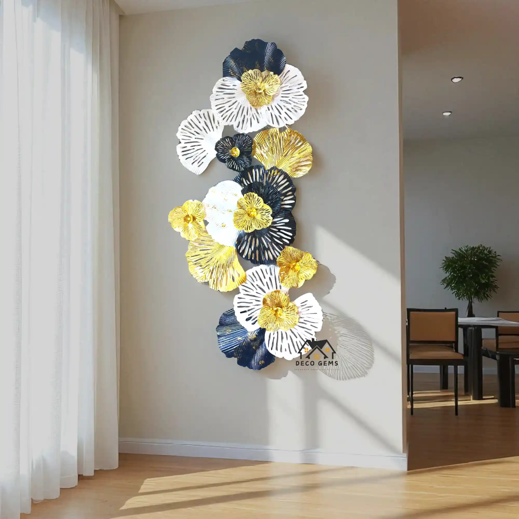 Black & Golden Colour Metal Vertical Decorative Wall Art - 17672