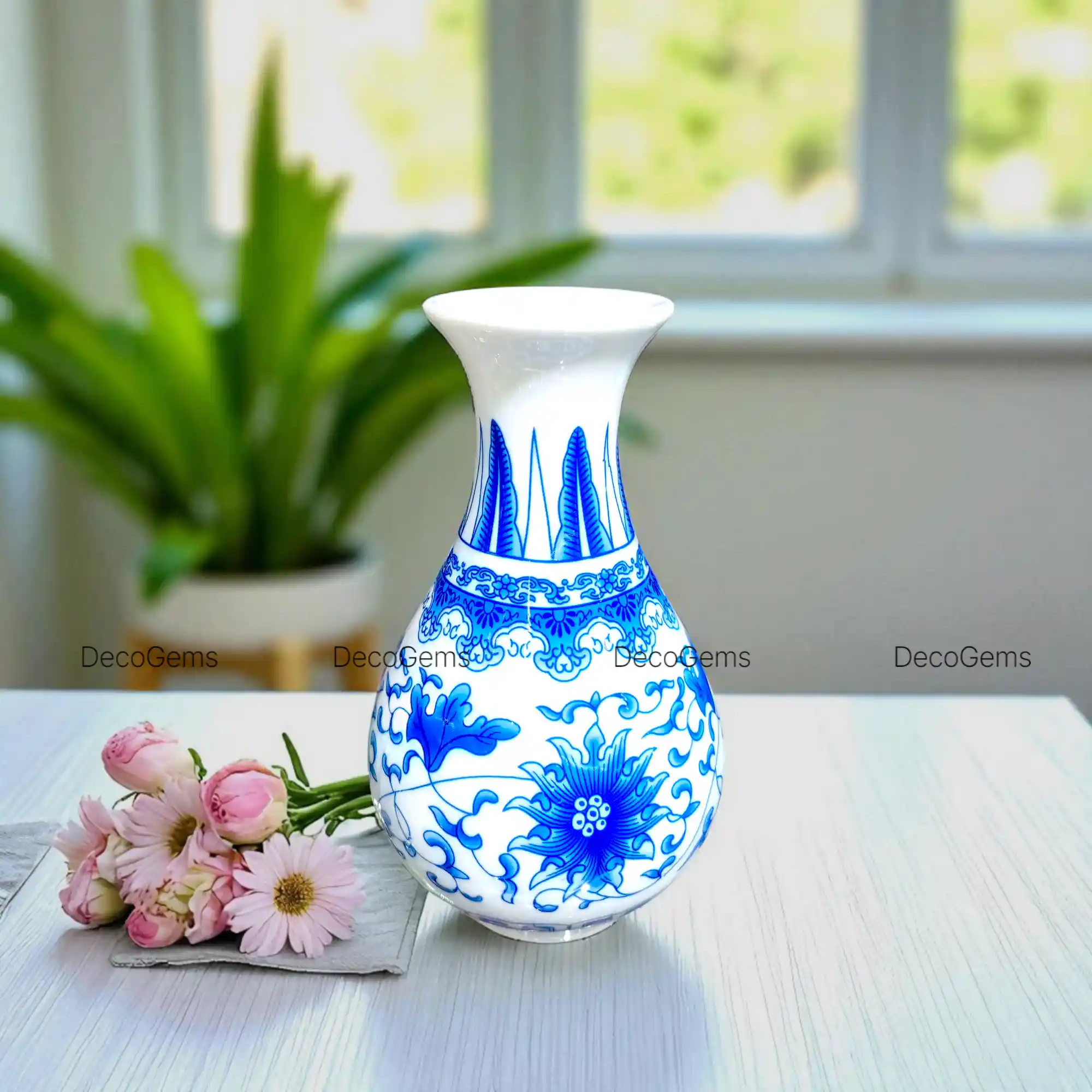 Blue Designed Flower Vase