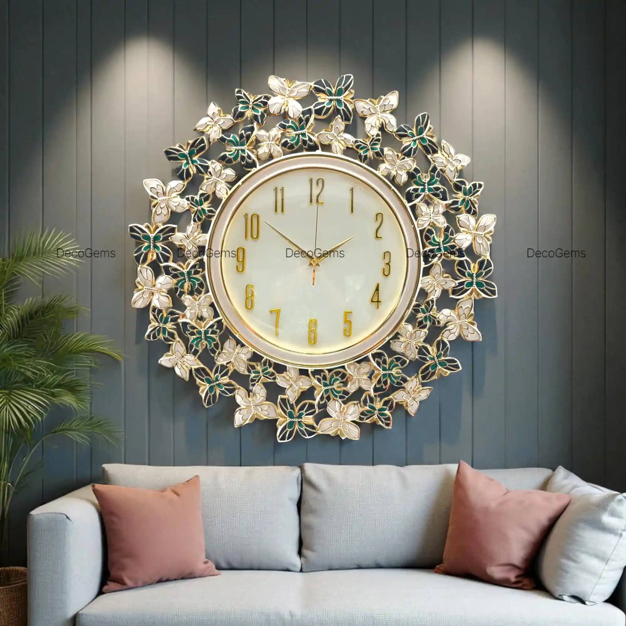 Metal Vintage Butterfly Wall Clock- 17452