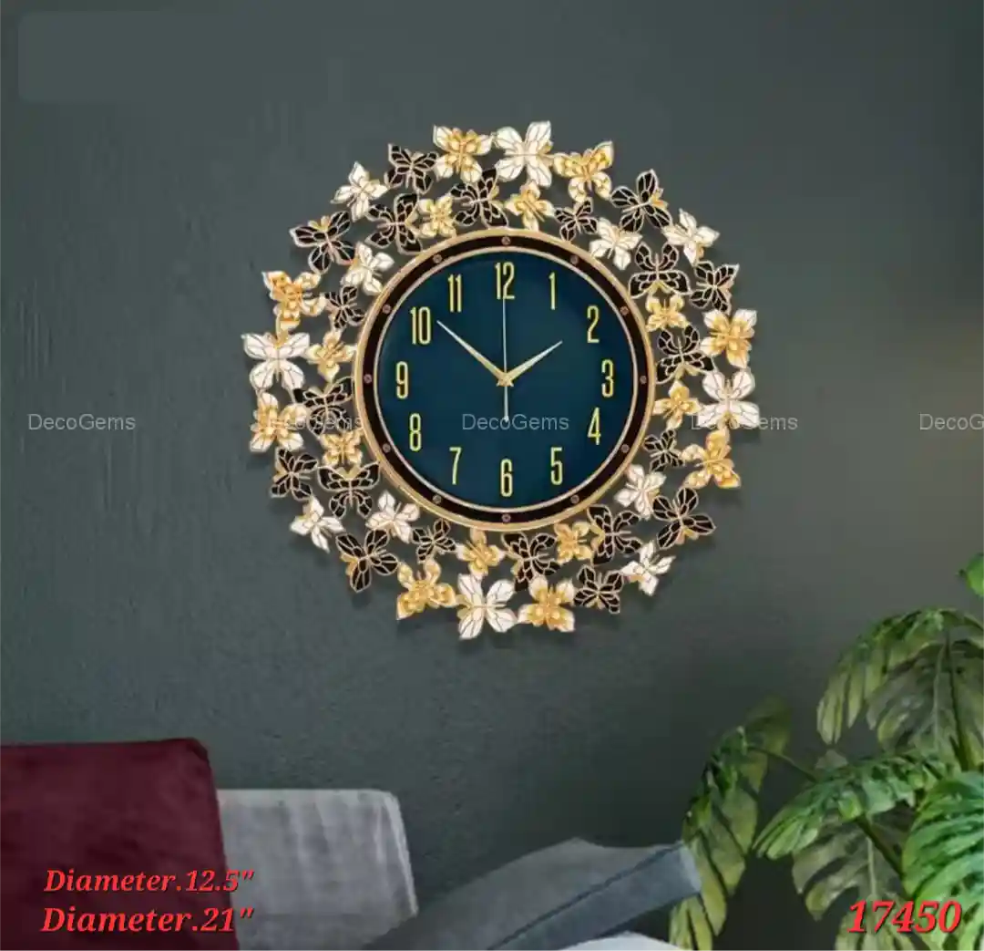 Metal Vintage Butterfly Wall Clock- 17450