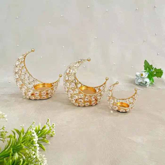 Crystal Moon Shape Candle Holder