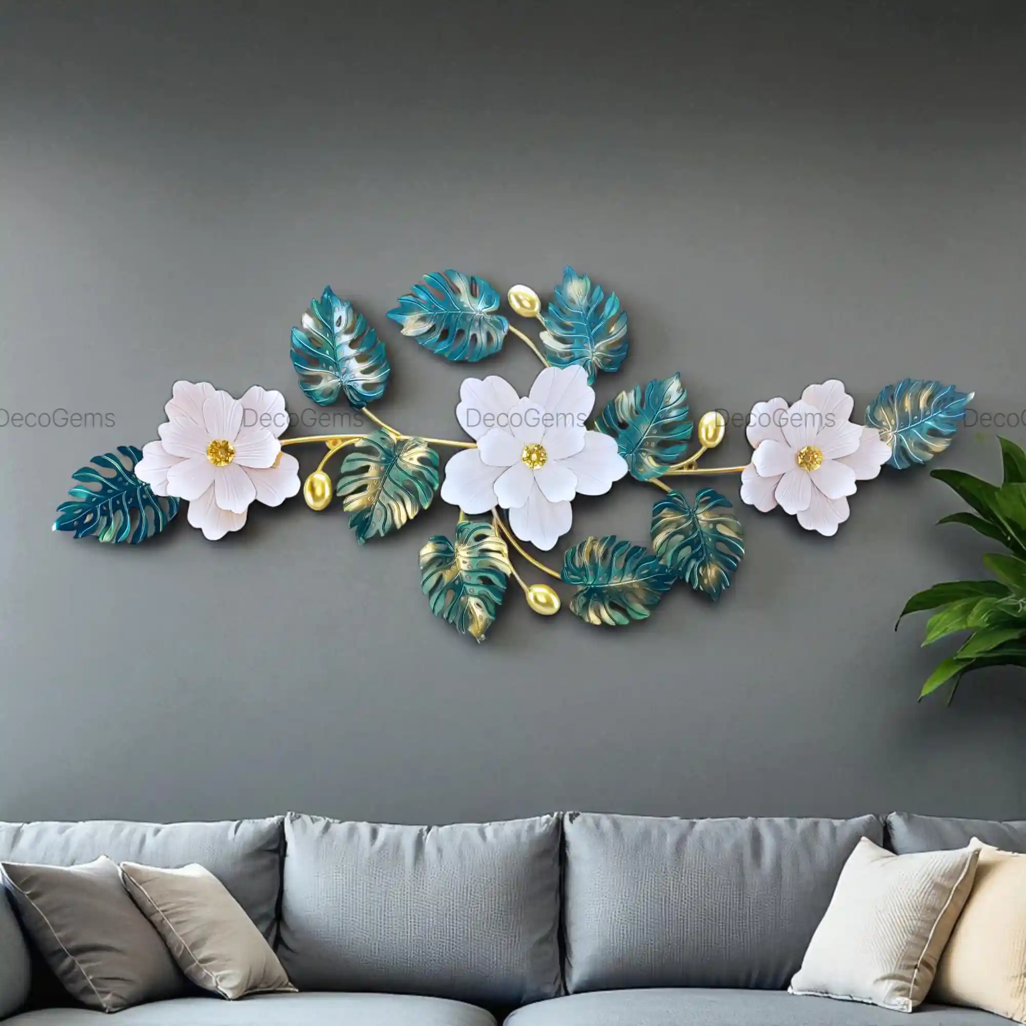 Luxury Metal Leaf Decorative Wall Art - 17649