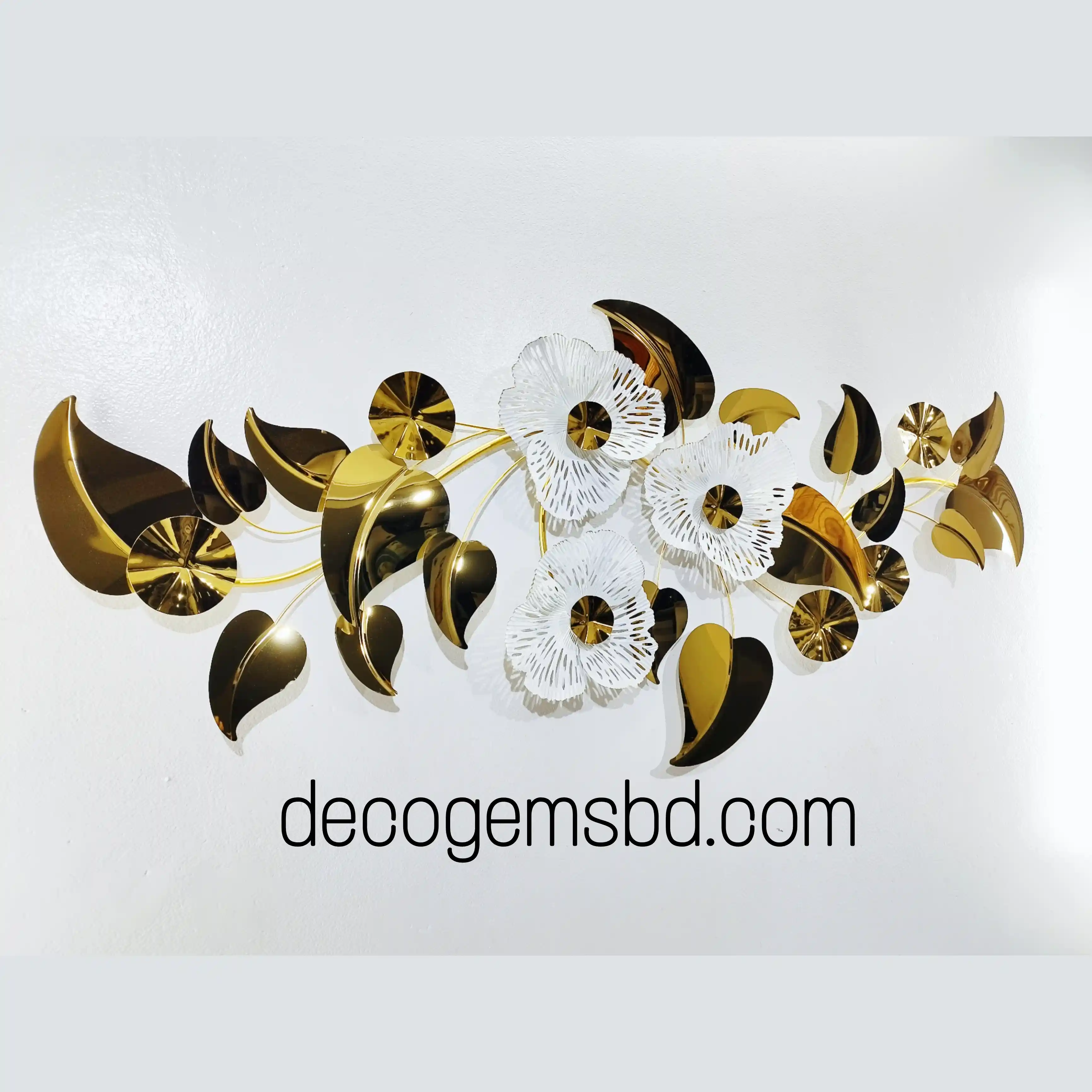 Metal Glossy Leaf & Floral Wall Décor - 17753