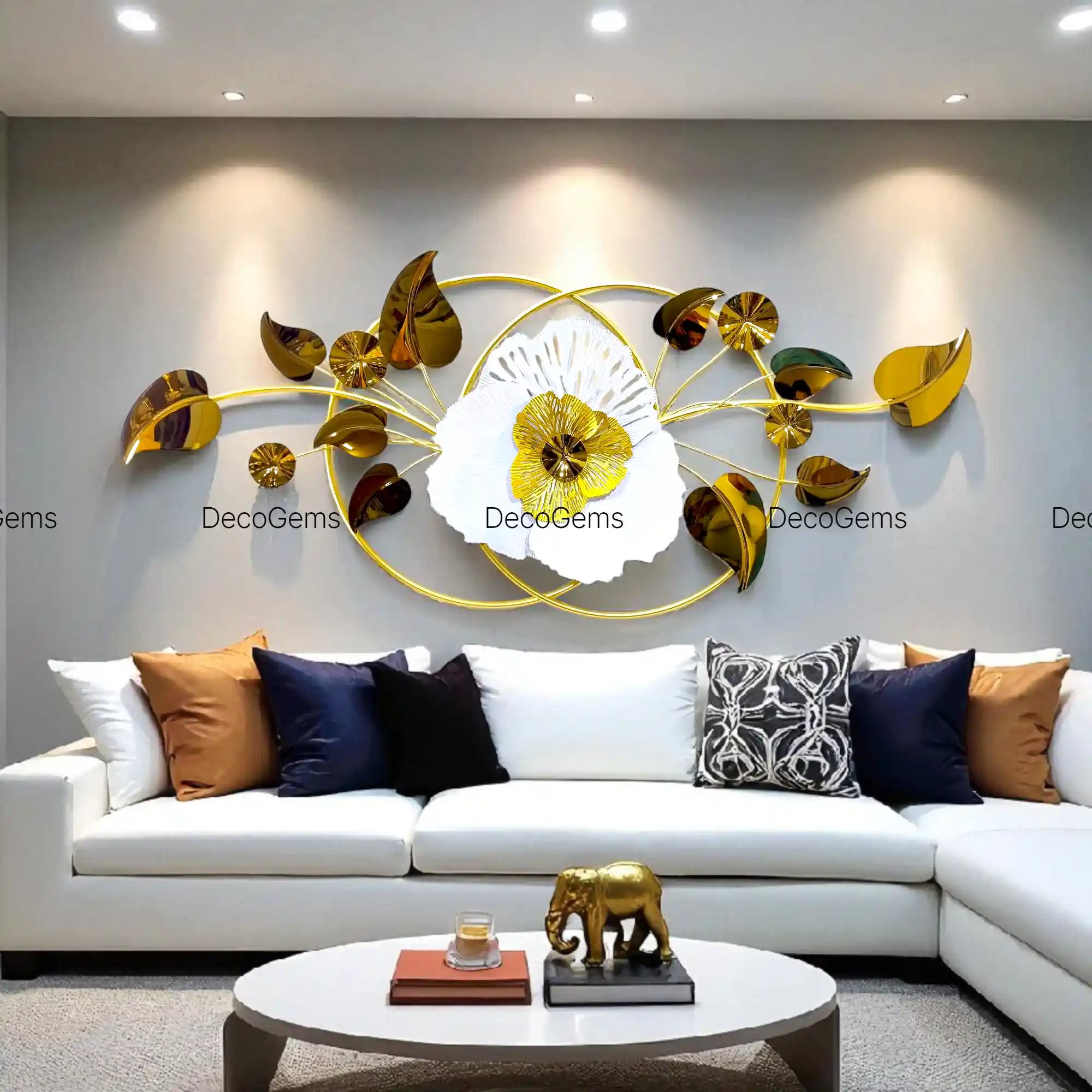 Metal Floral & Glossy Leaf Wall Décor - 17755