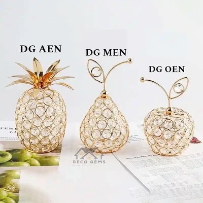 Metal & Crystal Made Fruits Show Piece