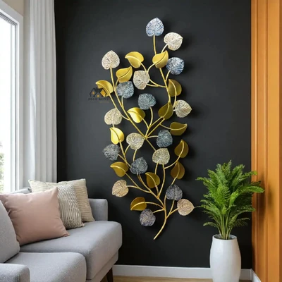 Glossy & Vain Leaf Decorative Wall Decor - 17663