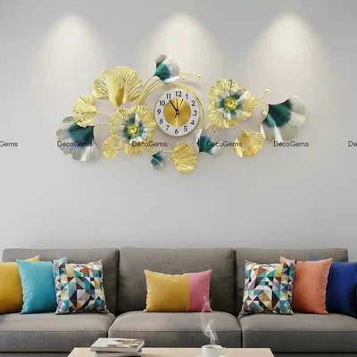 Metal Ginkgo Leaf Wall Décor Clock- 17476