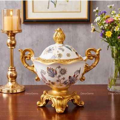 Luxury Vintage Floral Porcelain Decorative Jar
