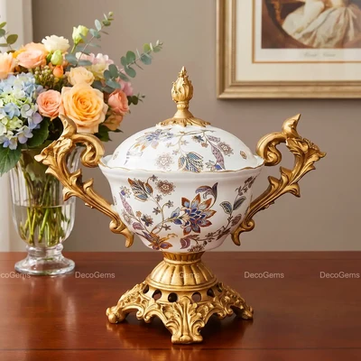 Luxury Vintage Floral Porcelain Decorative Jar