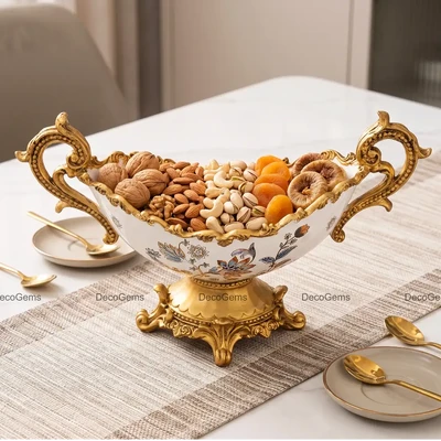 Luxury Ornate Resin Made Dry Fruit Serving Dish