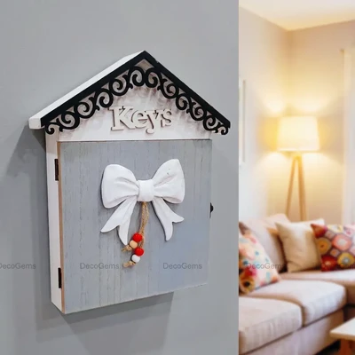 Decorative House-Shaped Wooden Key Holder