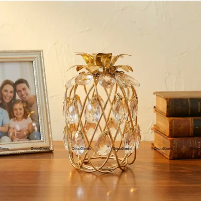Luminous Gold Metal Pineapple Showpiece