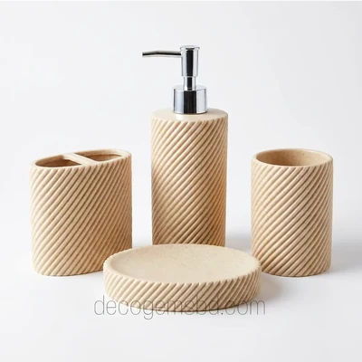 Premium 4-Piece Ceramic Bathroom Dispenser Set