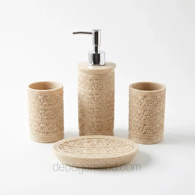 Premium 4-Piece Textured Bathroom Accessory Set