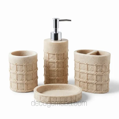 Woven Texture Premium 4-Piece Bathroom Accessory Set