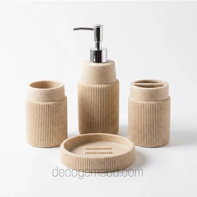 Bamboo Accents Premium Resin Bathroom Accessory Set Bamboo Accents