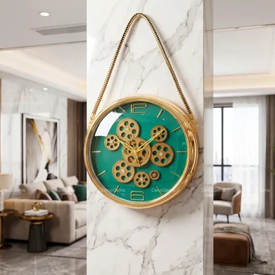 Fiber Mechanical Gear Wall Clock with Hanging Strap