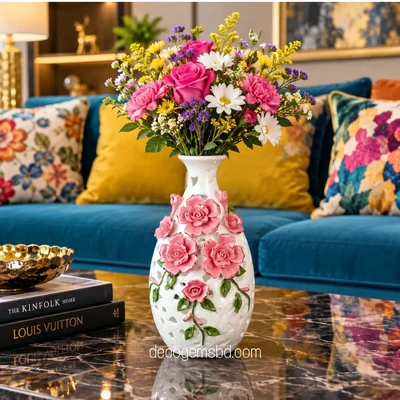 Premium Ceramic Floral Designed Flower Vase